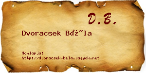Dvoracsek Béla névjegykártya